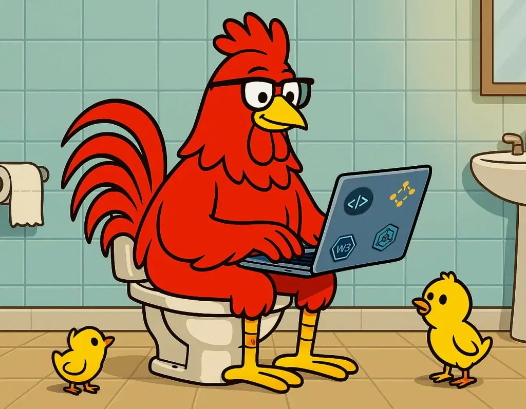 4--W3Rooster-in-the-bathroom-with-yellow-chickens