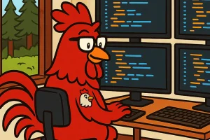 W3Rooster working in his room as a freelancer