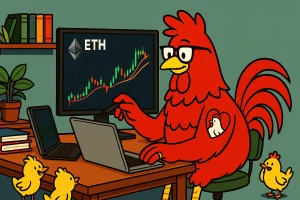W3Rooster looks carefully ETH chart in his work room