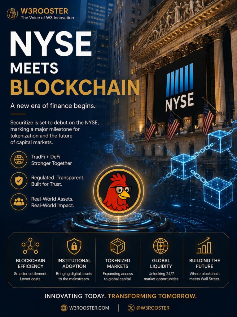 When Wall Street Meets Blockchain: Why Securitize's NYSE Debut Matters 1 6.30.2026 W3rooster and NYSE